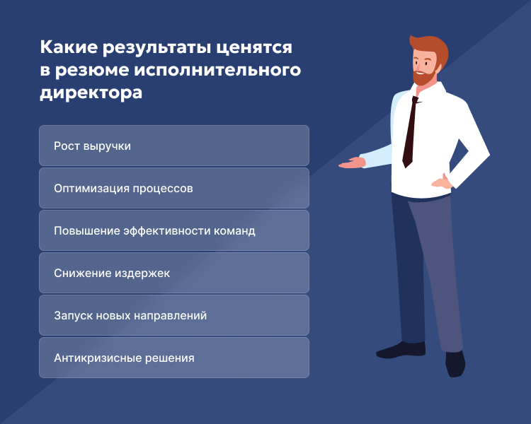 Какие результаты ценятся в резюме исполнительного директора