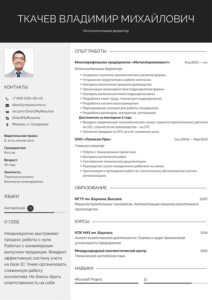 резюме испонительного директора