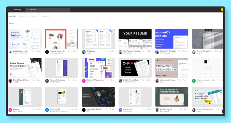 резюме в фигме