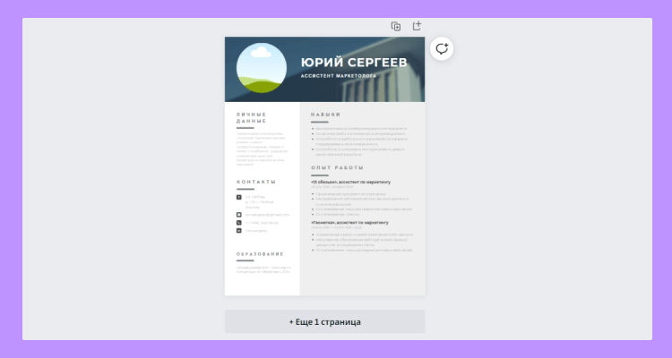 как вставить фото в резюме в канве