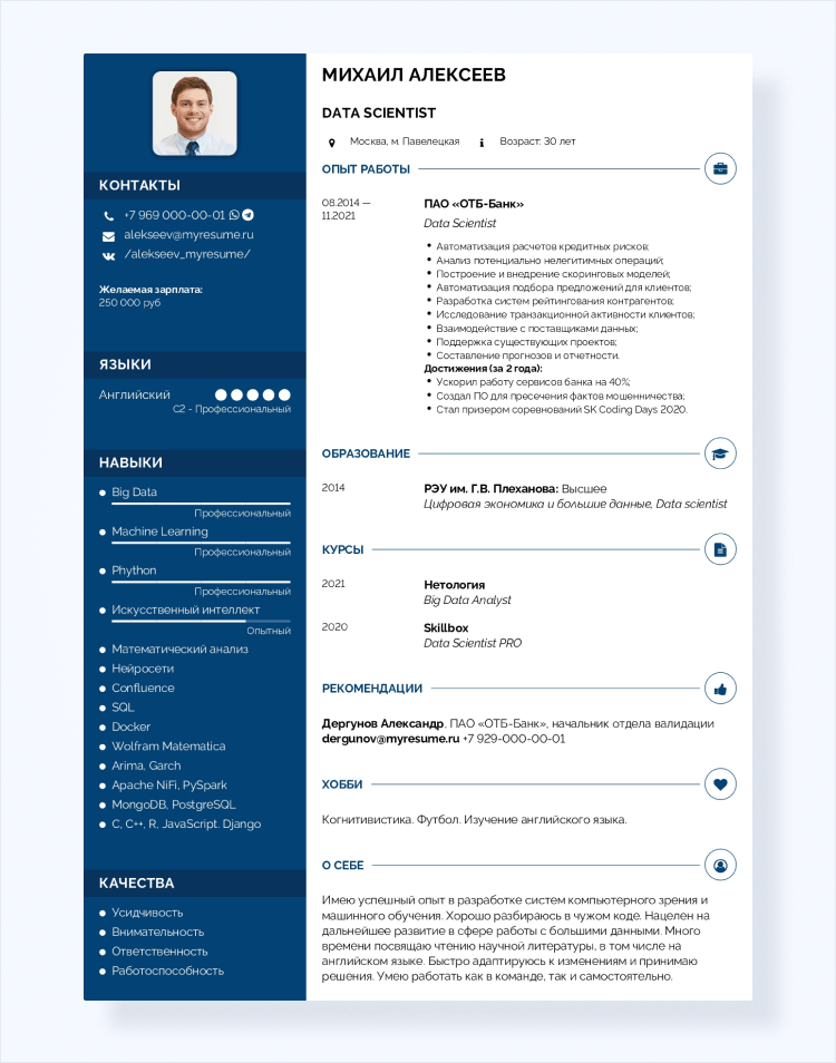 графическое резюме пример