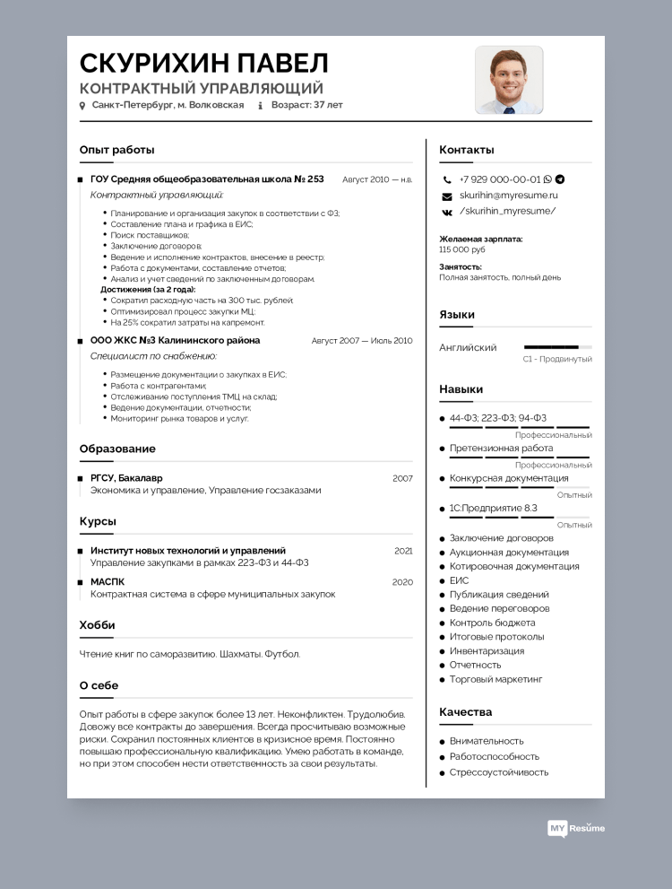 резюме 2023 бесплатно