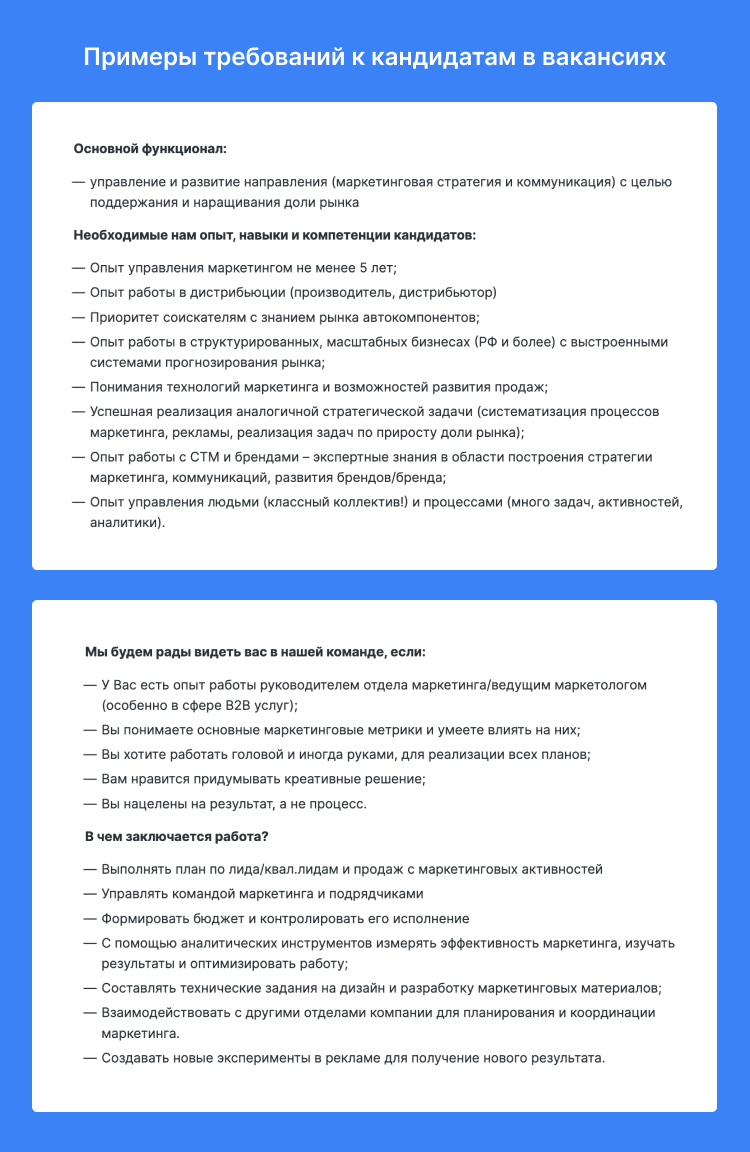 руководитель отдела маркетинга резюме