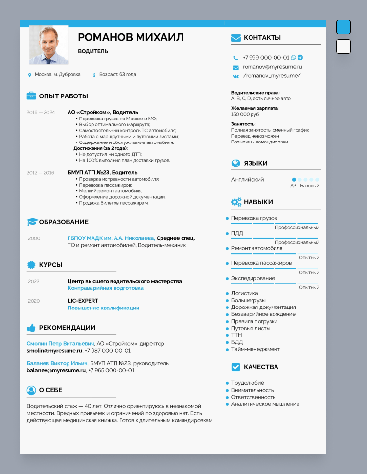 скачать образец резюме pdf