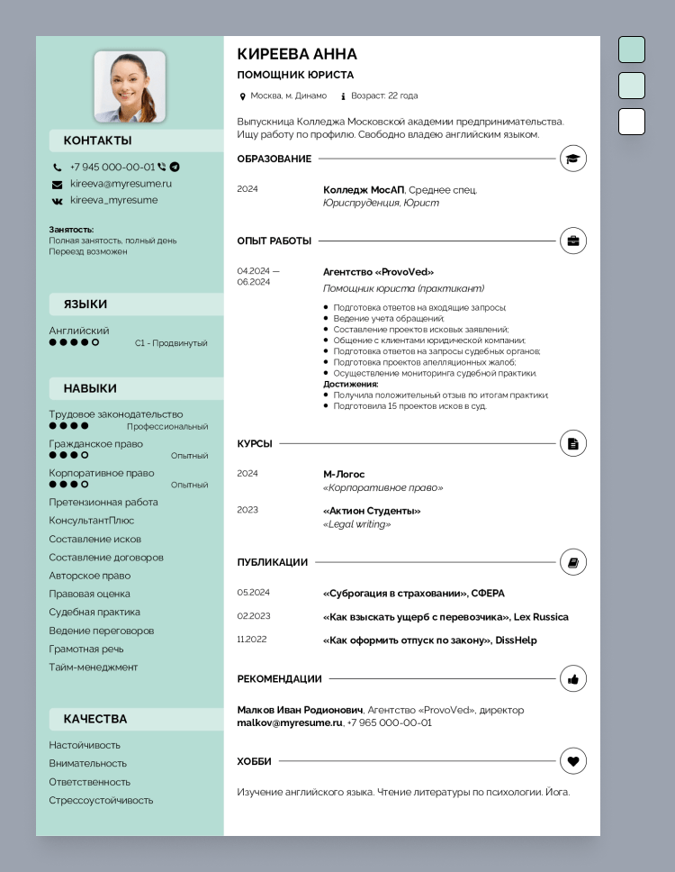 бланк резюме пдф