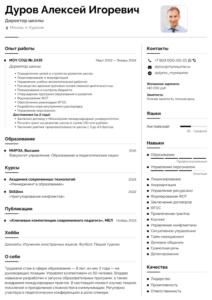 резюме директора школы образец