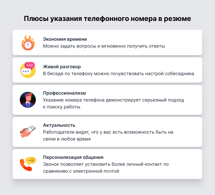 зачем писать номер телефона в резюме