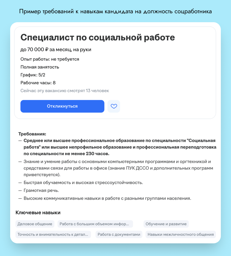 резюме соц работника