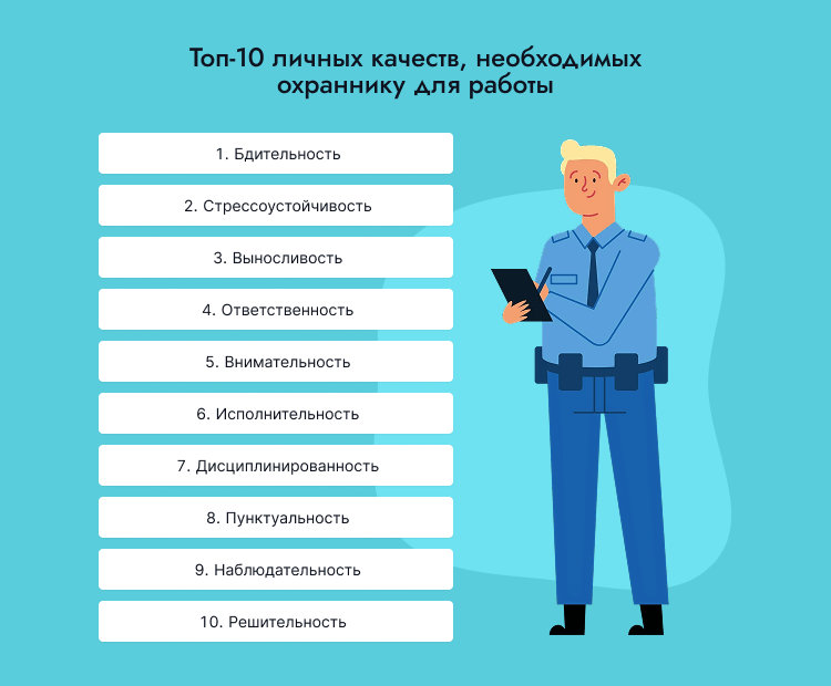 личные качества для резюме охранника
