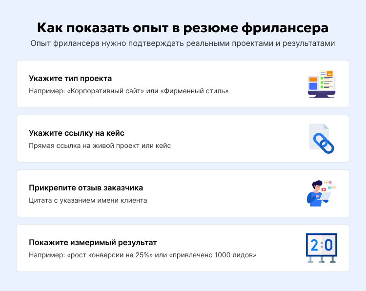 как показать опыт в резюме фрилансера