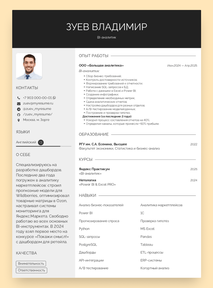 кто составляет резюме профессия