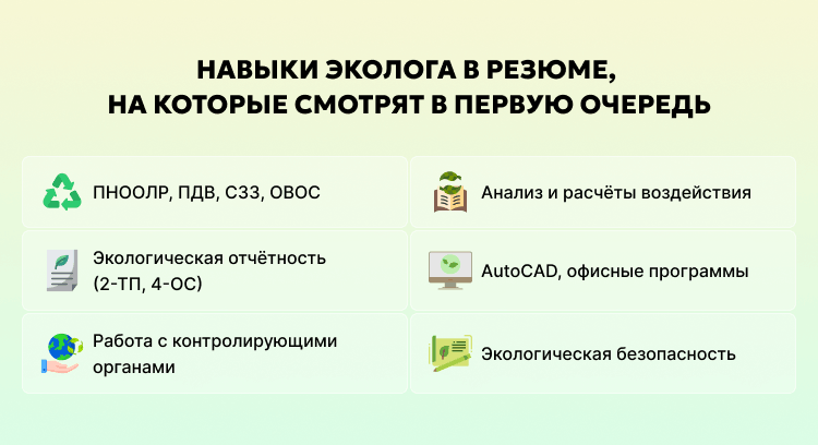 Навыки эколога в резюме, на которые смотрят в первую очередь
